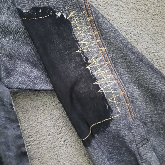 NEW Brooklyn BX Faux Denim Patchwork Long Sleeve Shirt Men's XL Button Down - Picture 4 of 8